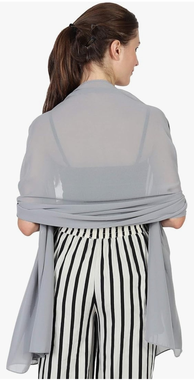 Grey Silver chiffon wrap