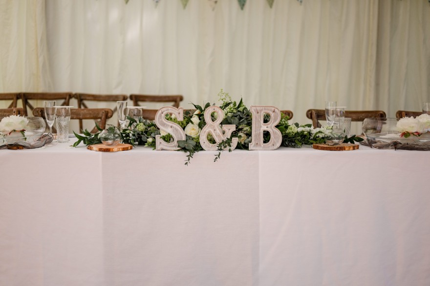 S&B light up letters on table